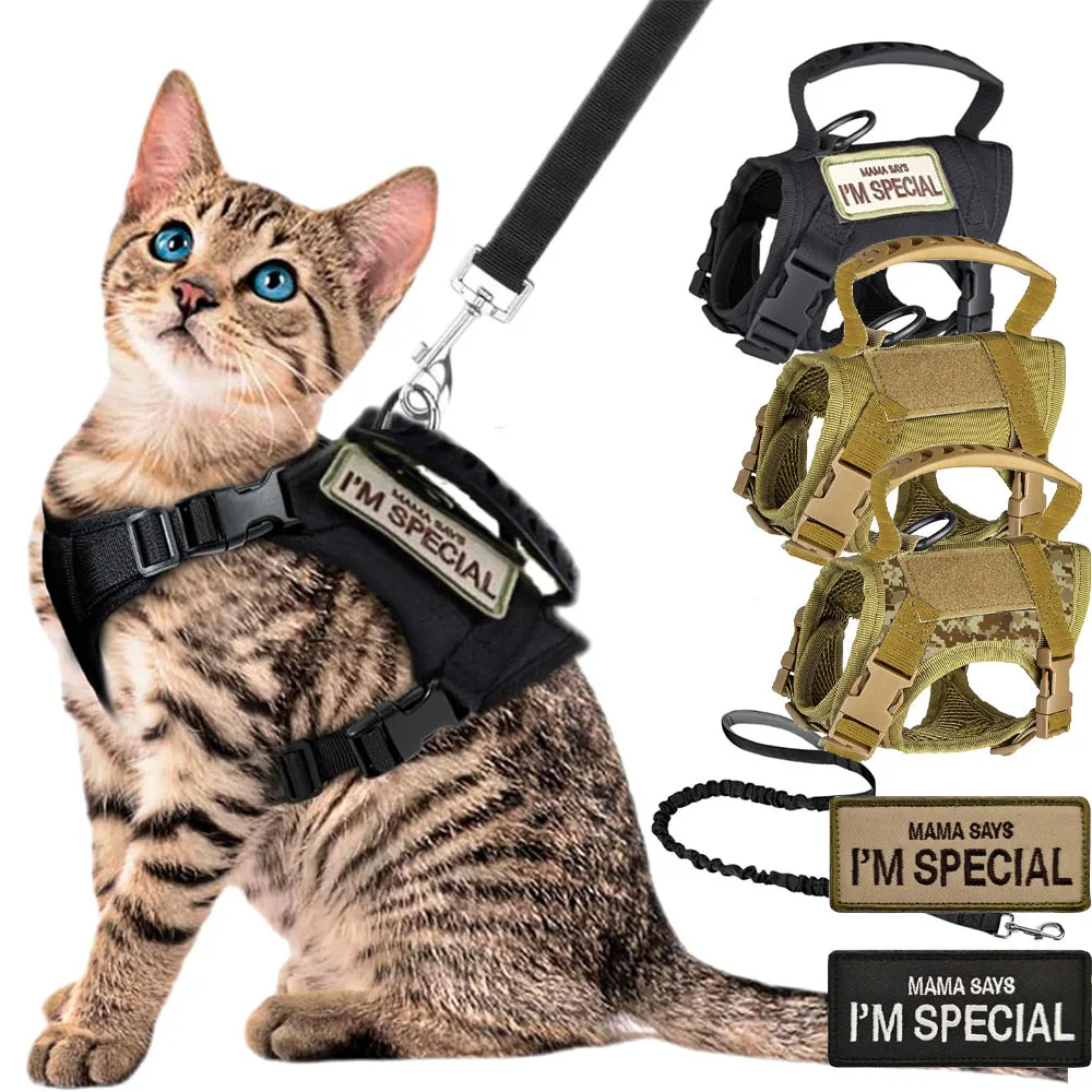 Tactical Cat Dog Harness Leash for Working Adjustable Pet Vest Soft Mesh Training Puppy Straps 1005008742027484