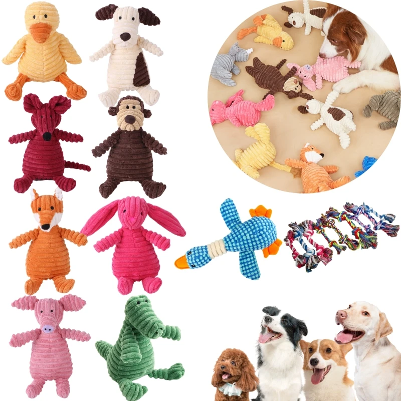 Corduroy Dog Toys Animal Plush for Squeaky Supplies Puppy Chew Bite Resistant Pet Accessories 1005008742274743