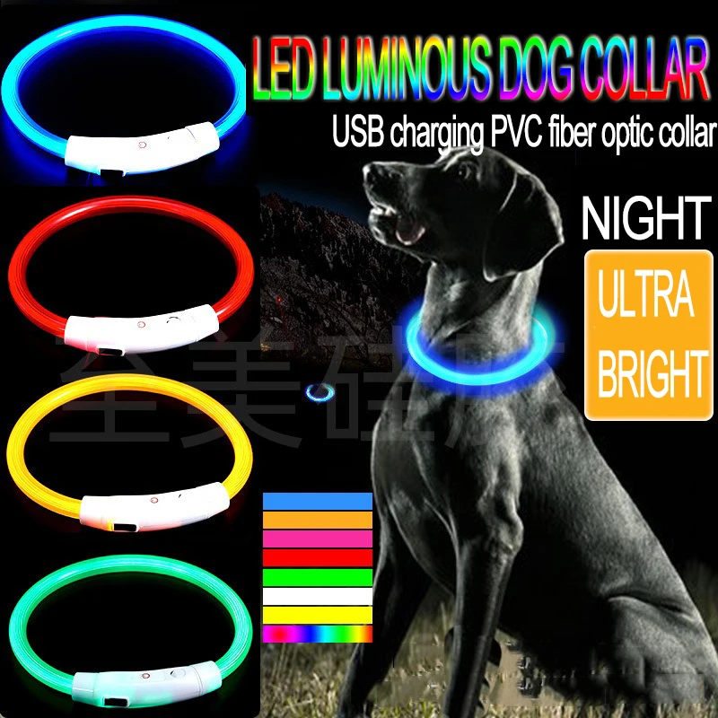 New Dog Luminous Collar Bright Dog Collar Glowing Led Light Light Night Safety GXQ02 1005008747031104