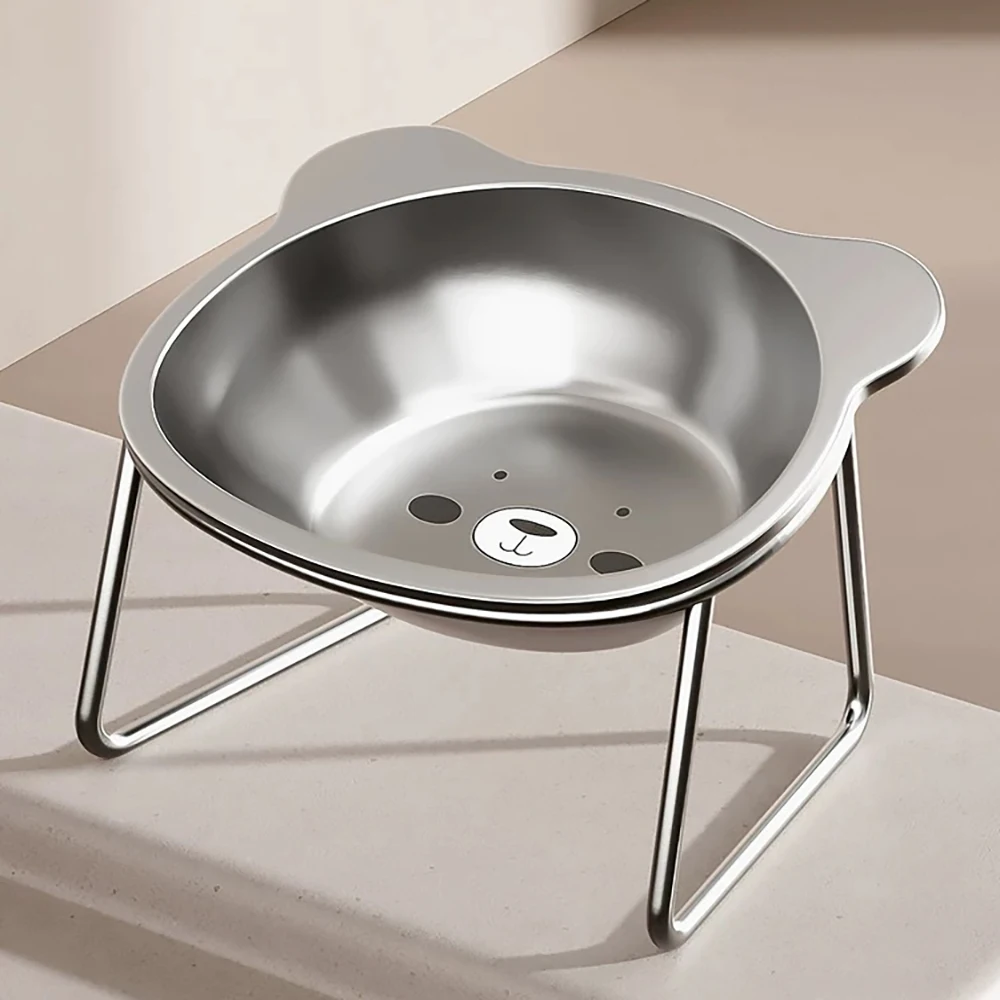 Stainless Steel Cat Bowls Raised Whisker Fatigue Relief Cat Plates Pet Water Dish Kitten Bowls Pet 1005008749633876