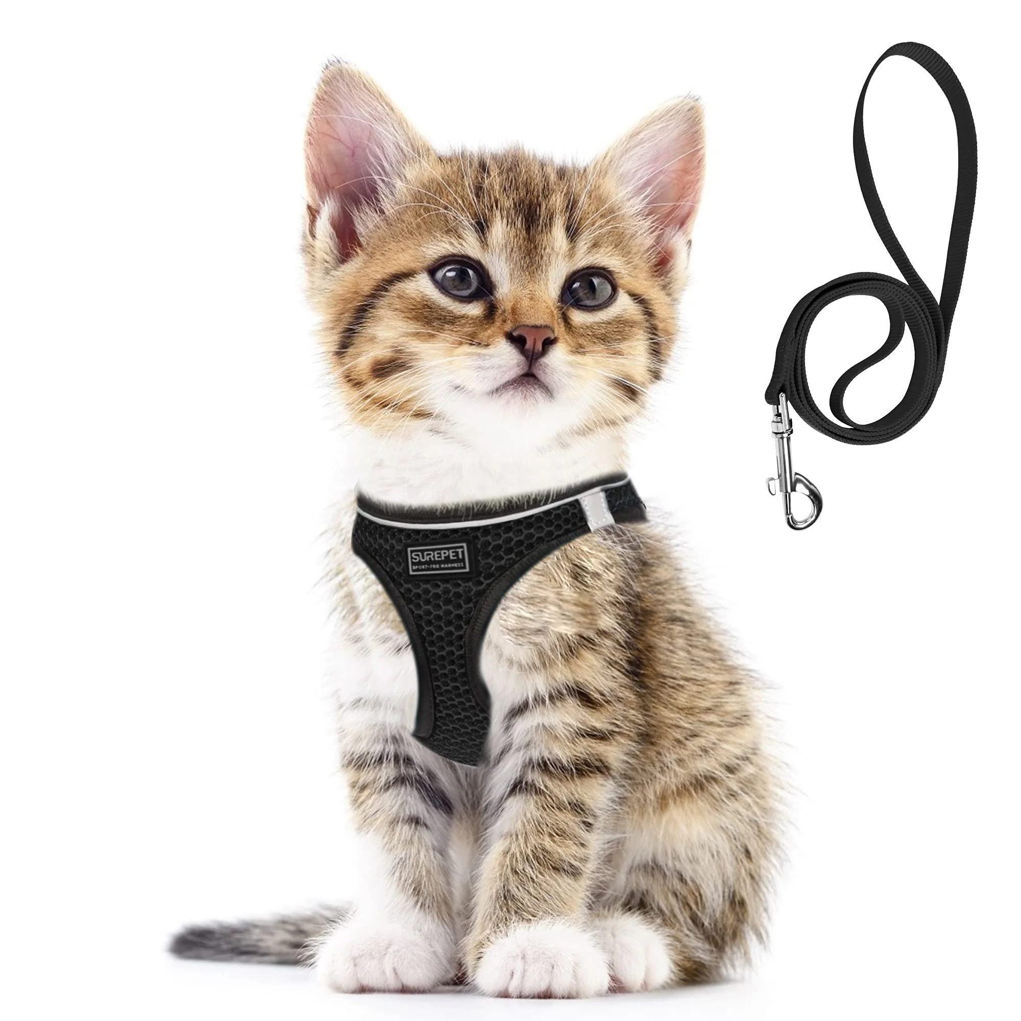 Cat Dog Harness with Lead Leash Adjustable Vest Polyester Mesh Breathable Harnesses Reflective Sti 1005008760430956
