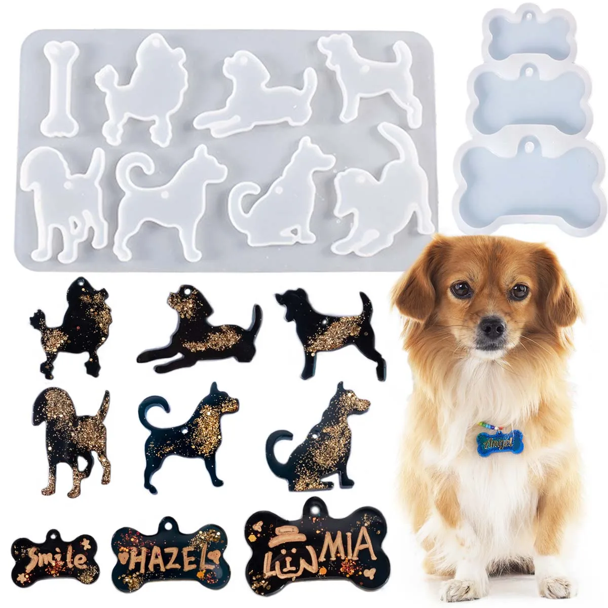 Dog Tag Pendant Bone Shaped Silicone Mold DIY Puppy Shaped Crafts Jewelry Keychain Pendant Making 1005008760784161