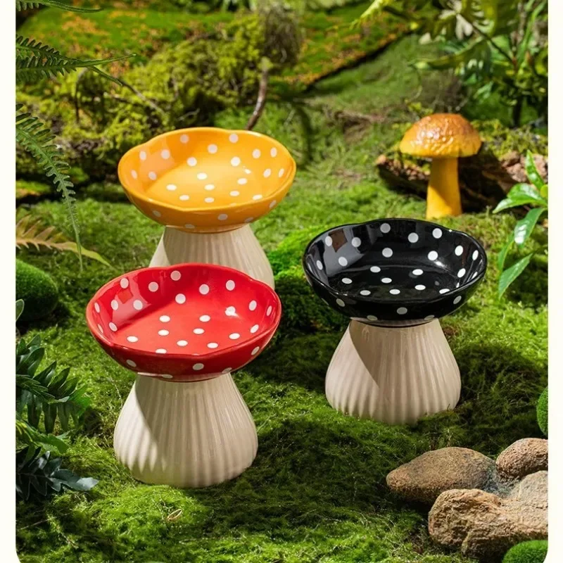 Mushroom Bowl Pet Cat Feeding Bowl Resin Home Decoration Outdoor Statues Crafts Ornaments Cat Water 1005008763366729