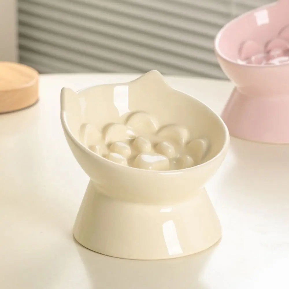 Ceramic Cat Slow Food Bowl Cute Slanted Mouth Dog Feeding Basin Creative Large Capacity Pet High 1005008773702829