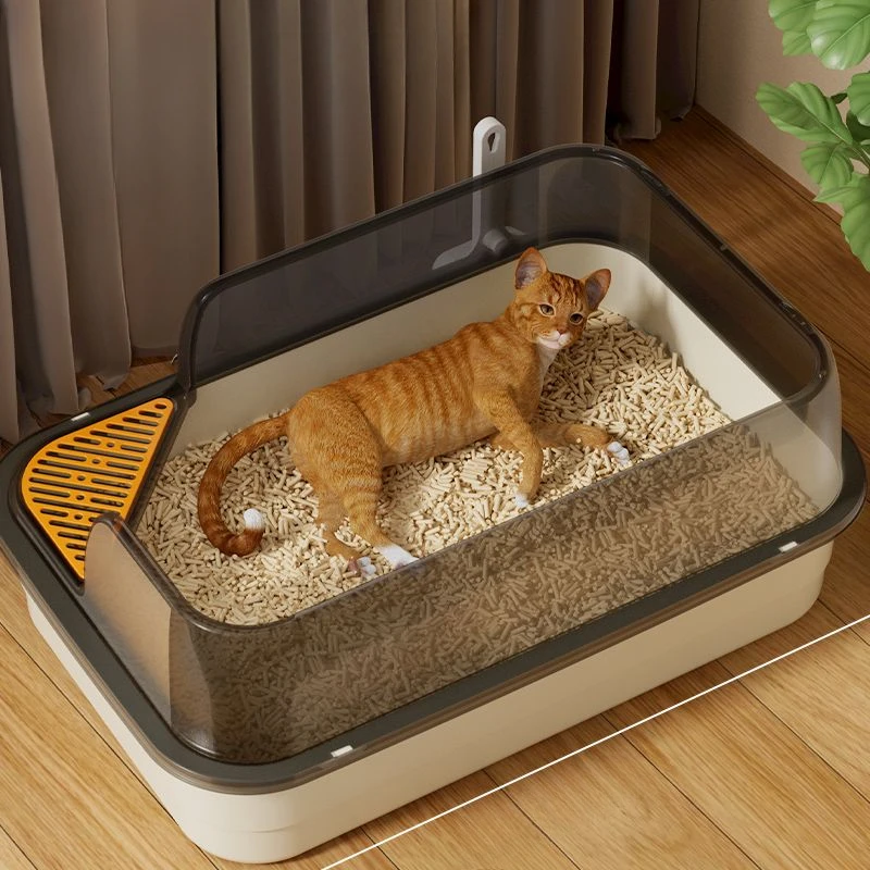 Large Semi Enclosed Cat Litter Box Elevated Open Anti Sand Cat Toilet Detachable Cleaning 1005008776955975