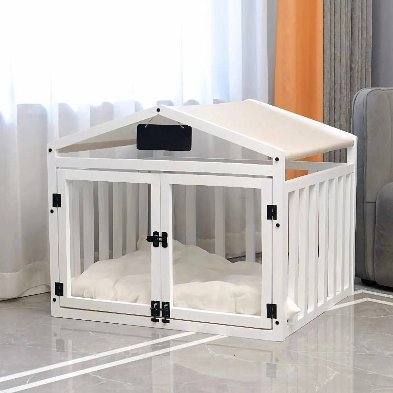 Solid Wood Luxury Dog House Indoor Pet House Removable Washable Dog Fence Double Door Dog Cage 1005008778039280