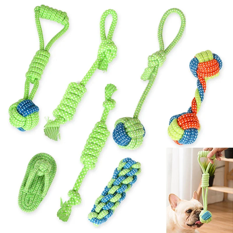 Dog Rope Toy Bite Resistant Pet Toy Dog Washable Chew Toys for Small Dogs Cleaning Teeth 1005008779896522