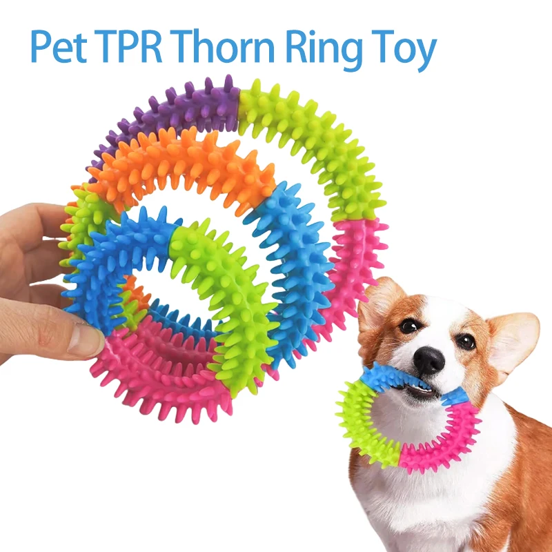 Cute Dog Toys Training Flying Discs Pet Ring Spiky Circle Ring Dog Bite-Chew Molar Cleaning Tooth 1005008783348192