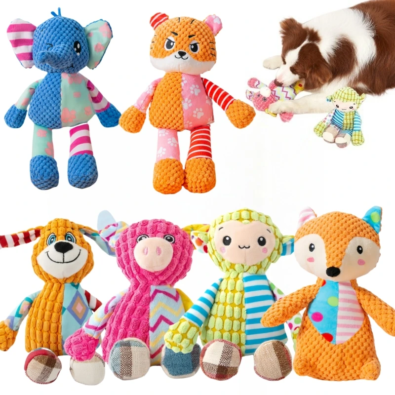 Pet Plush Toy Cat Dog Puzzle Toy Cute Animals Bite Resistant Interactive Squeaky Pet Dog Teeth 1005008784130601
