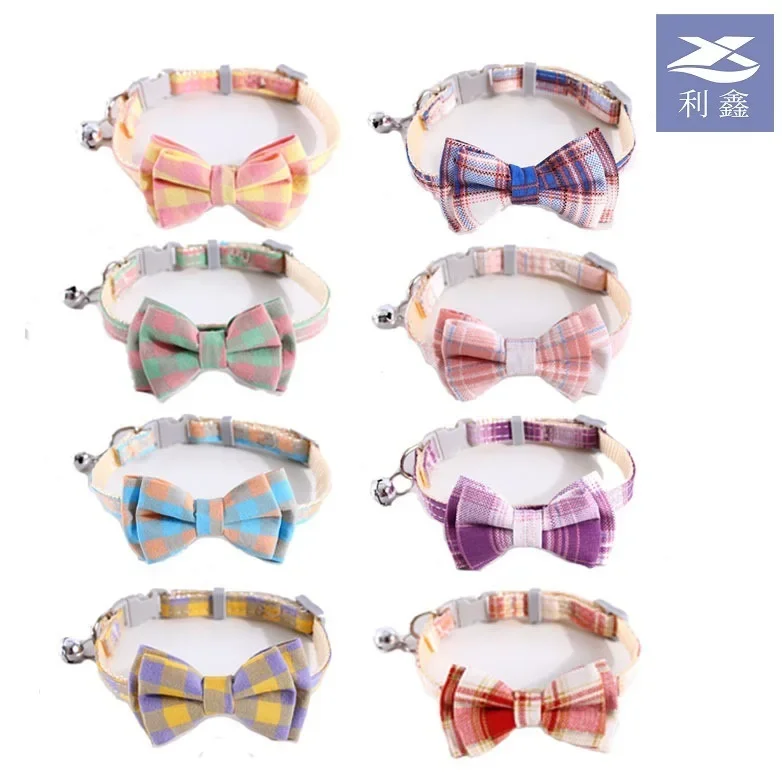 Cat Collar Breakaway with Cute Bow Tie and Bell Adjustable & Removable Plaid Dog Collar for Cats 1005008793055774