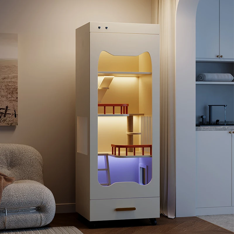 Solid Wood Cat Villa Cat Litter Box Integrated Does Not Occupy a Cat Luxury High-End Fresh Air 1005008793336024