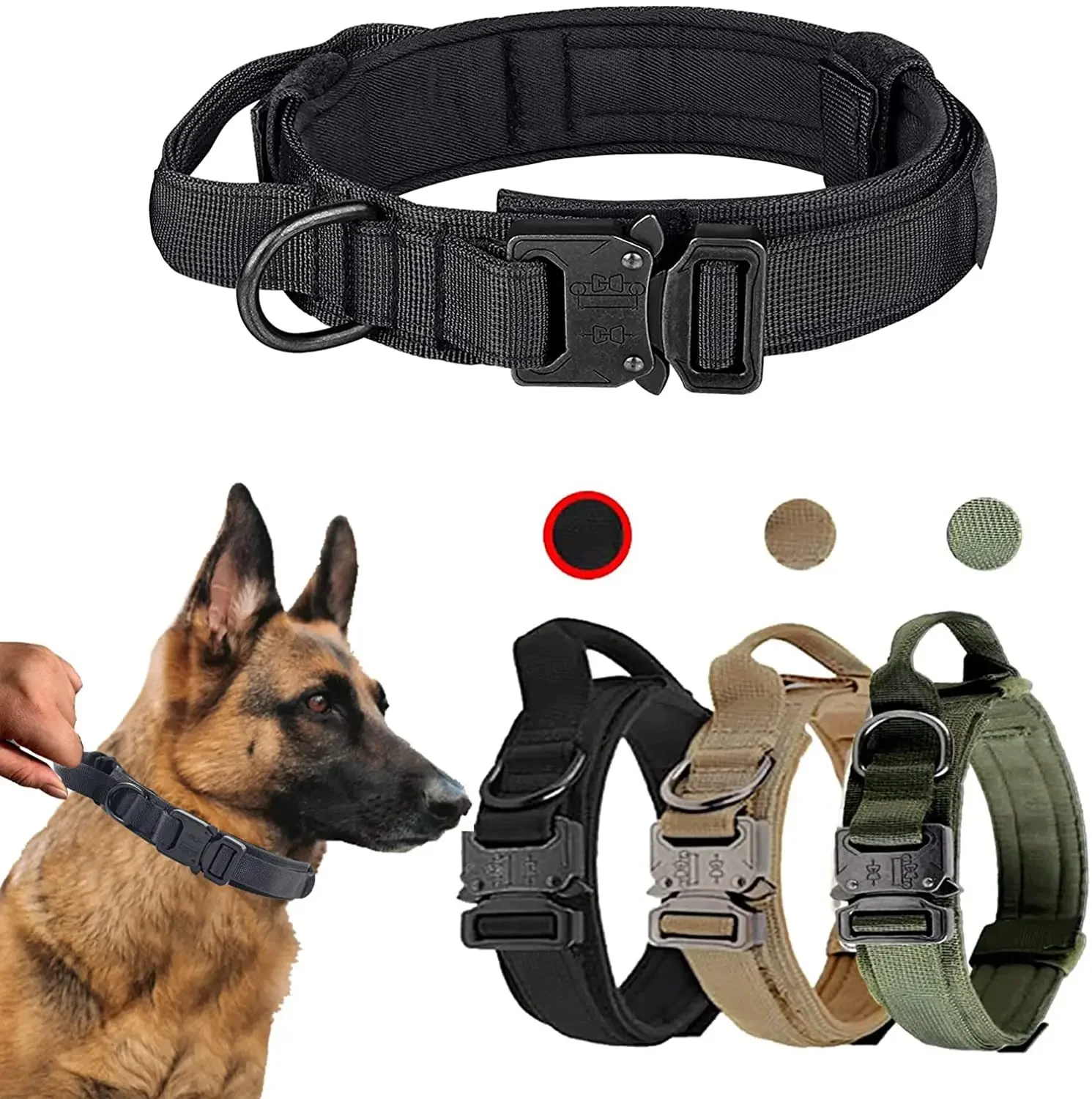 Actical Dog Collar Adjustable Military Training Nylon with Heavy Metal Buckle for Medium 1005008793441283