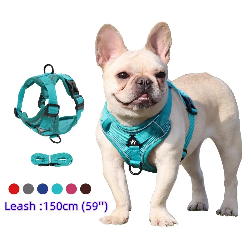 Dog Harness with 1.5m Traction Leash Set No Pull Dog Vest Strap Adjustable Reflective Breathable 1005008796765085