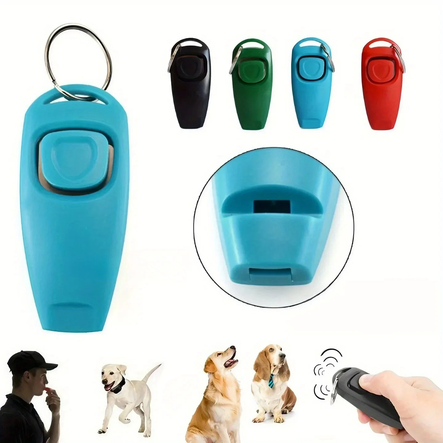Pet Multifunction 2 in 1 Clicker & Whistle Dog Trainer Clicker with Keyring Pet Puppy Trainer Dog 1005008804099108