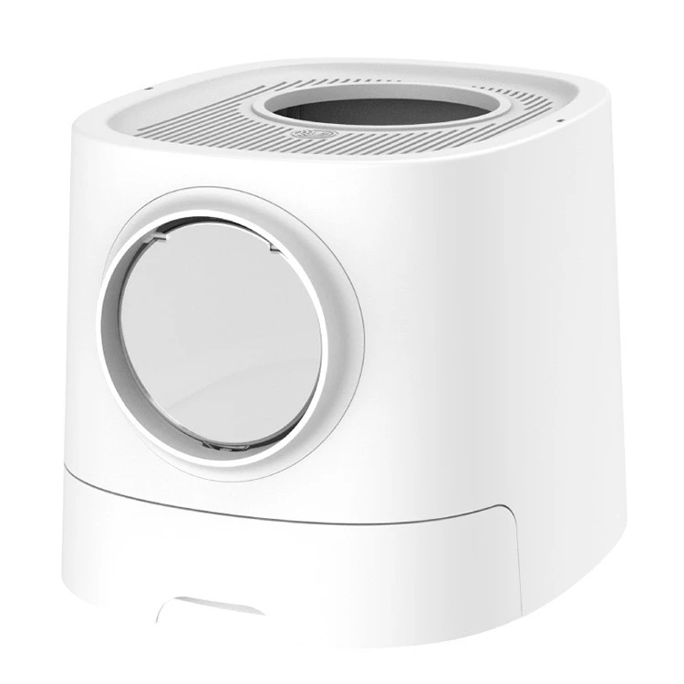 Simple Cute Cat Litter Box with Lid Top Entrance Splash-Proof Large Cat Toilet Box Trays with Spoon 1005008807173525