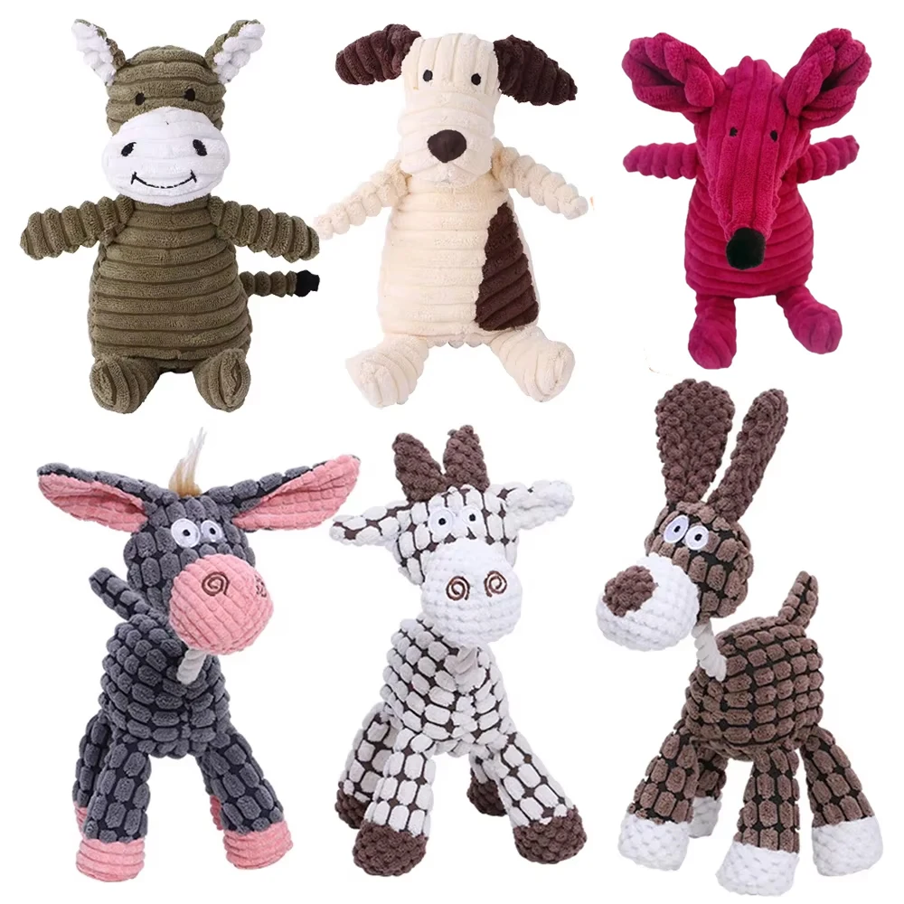 Plush Dog Toy Animals Shape Bite Resistant Squeaky Toys Corduroy Dog Toys for Small Large Dogs 1005008809878500