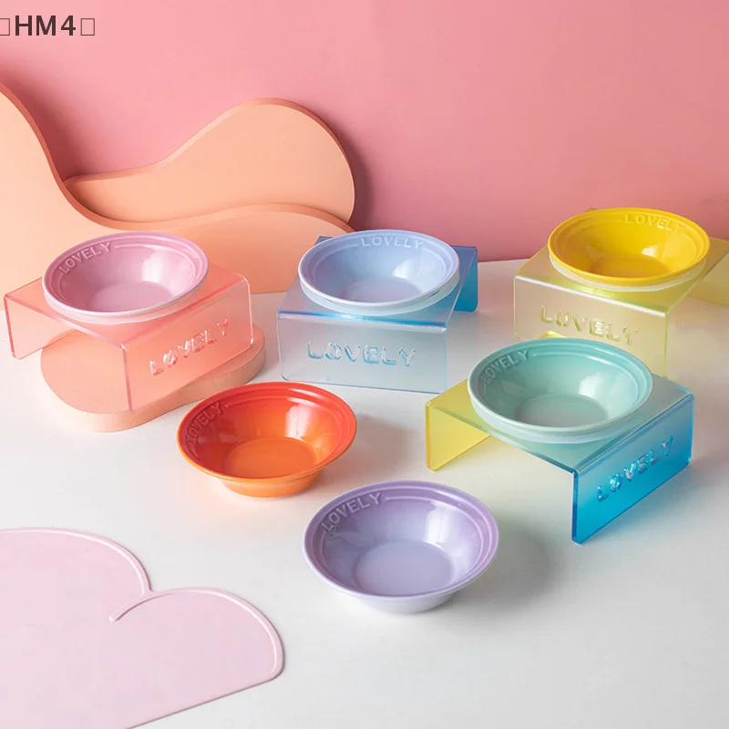 Cat Food Tray Nordic Style Ceramic Bowl Multiple Colors Pet Water Acrylic Stand Supplies 1005008810569086