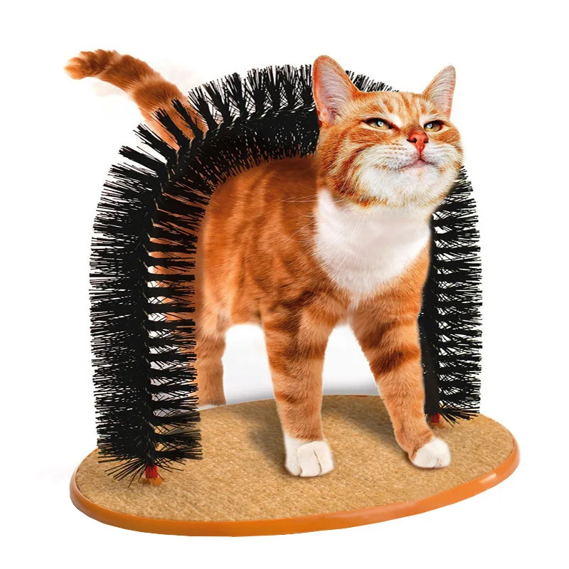 Cat Toy Arch Self Groome Pamper Feline with a Massage Grooming Rubbing Brush with Scratching Pad 1005008810979560