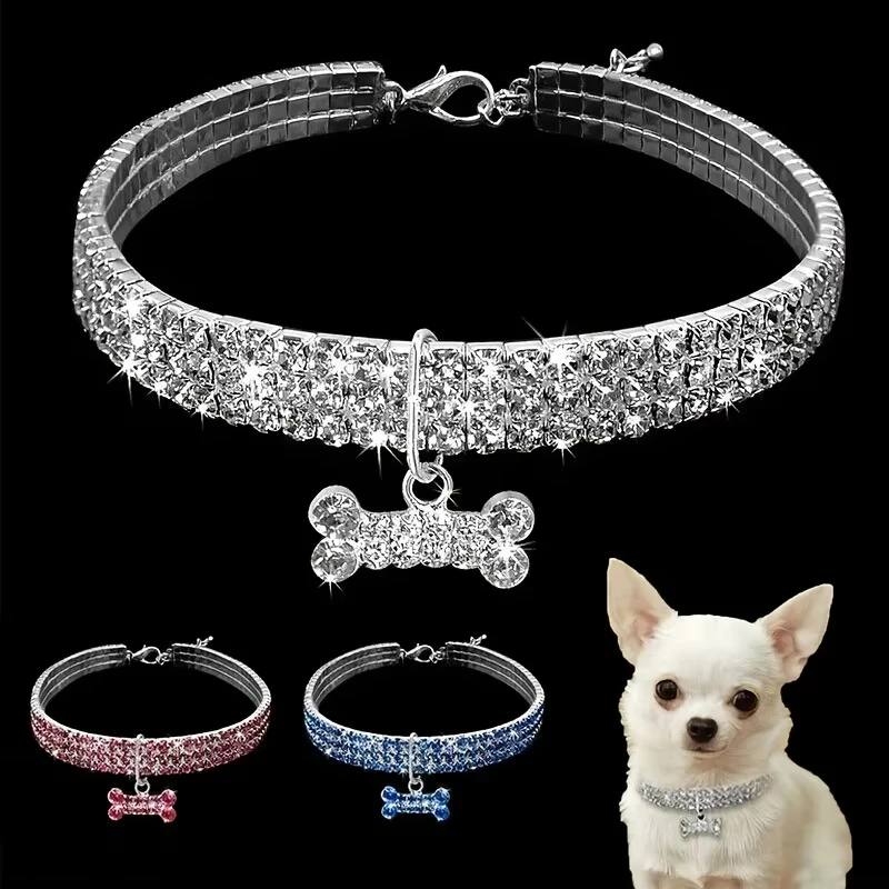 Bling Bone Pet Collar-Adjustable Necklace for Small Dogs and Cats-Cute and Fancy Accessory 1005008811848504