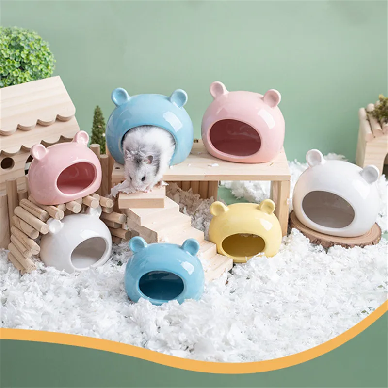 Small Animal Hideout Ceramic Chinchilla Mini Hut Cave Cage Accessories for Dwarf Hamsters Gerbils 1005008812307466