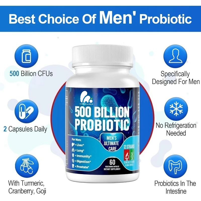 Men's Probiotics, 500 Billion CFU and 4 Types of Prebiotic Fibers From 12 Strains 1005008814496849