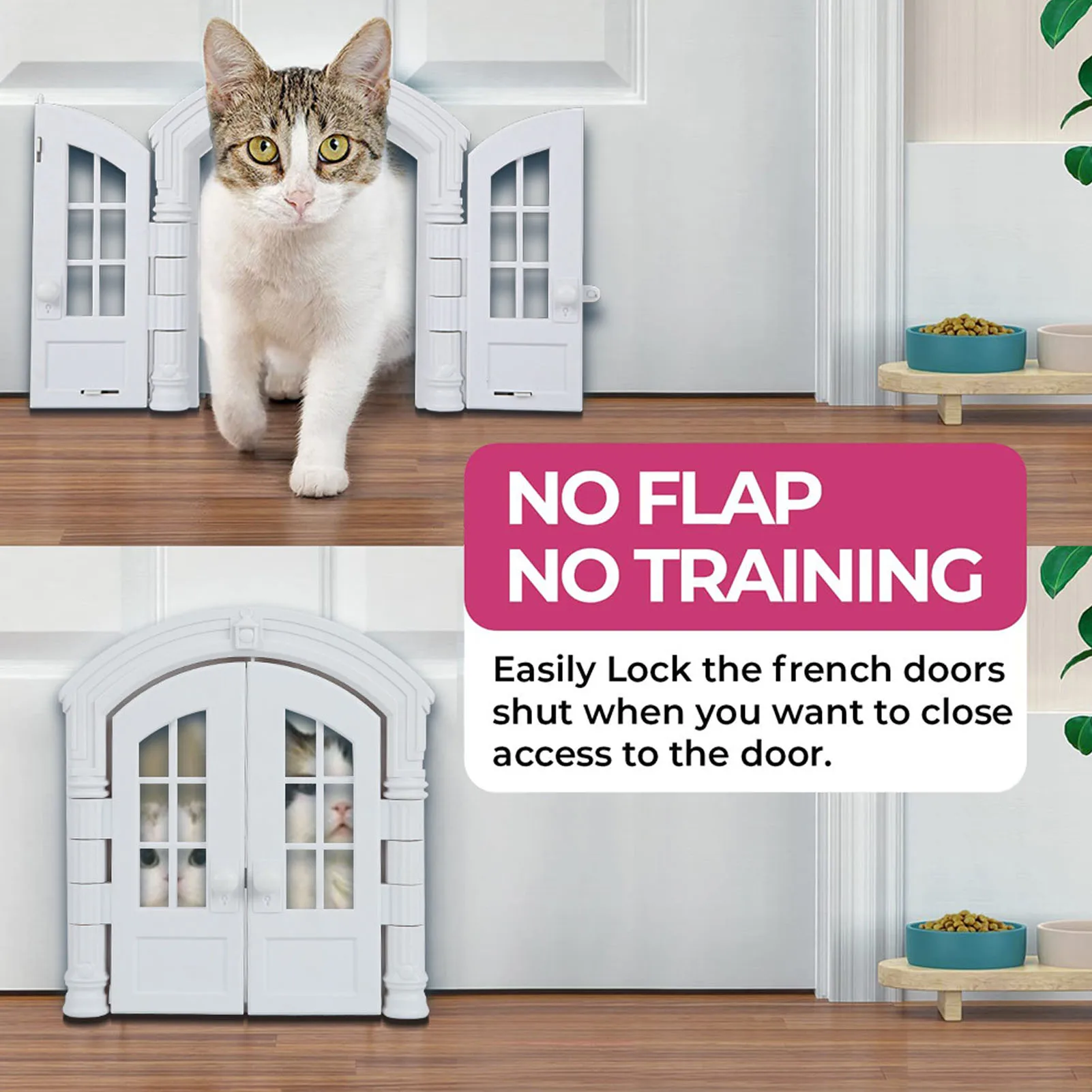 Cat Door Dog Door French Cat Door Stylish Double Doors Easy Setup Safety Interior 1005008817751836