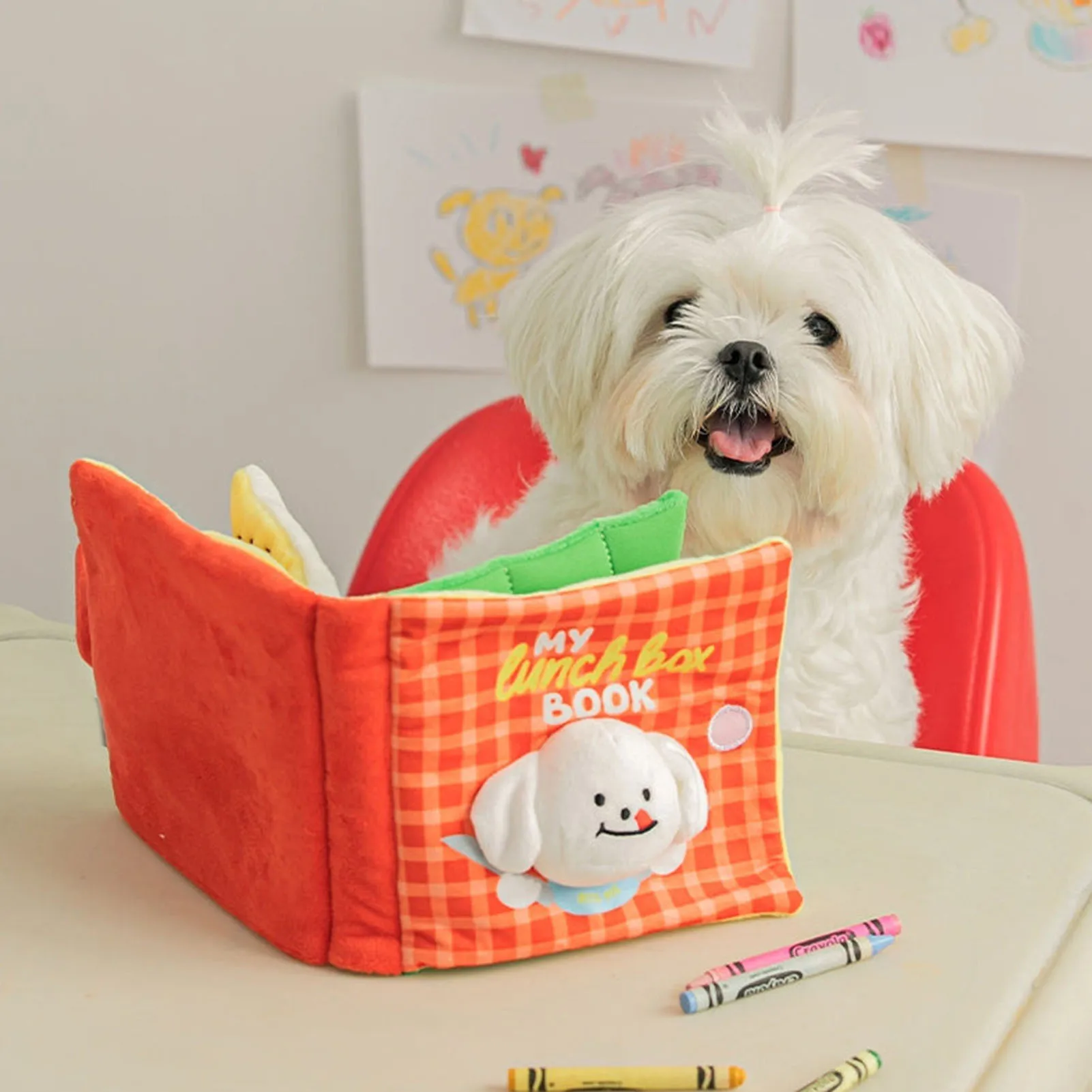 Dog Treat Dispensing Plush Dog Plush Book Squeaky Toys Cute Finding Food Dog Toys 1005008818625905