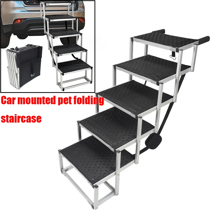 Dog Stair for Cars Wide 5-Step Dog Car Steps Folding Portable Pet Steps Lightweight Aluminum 1005008819691076