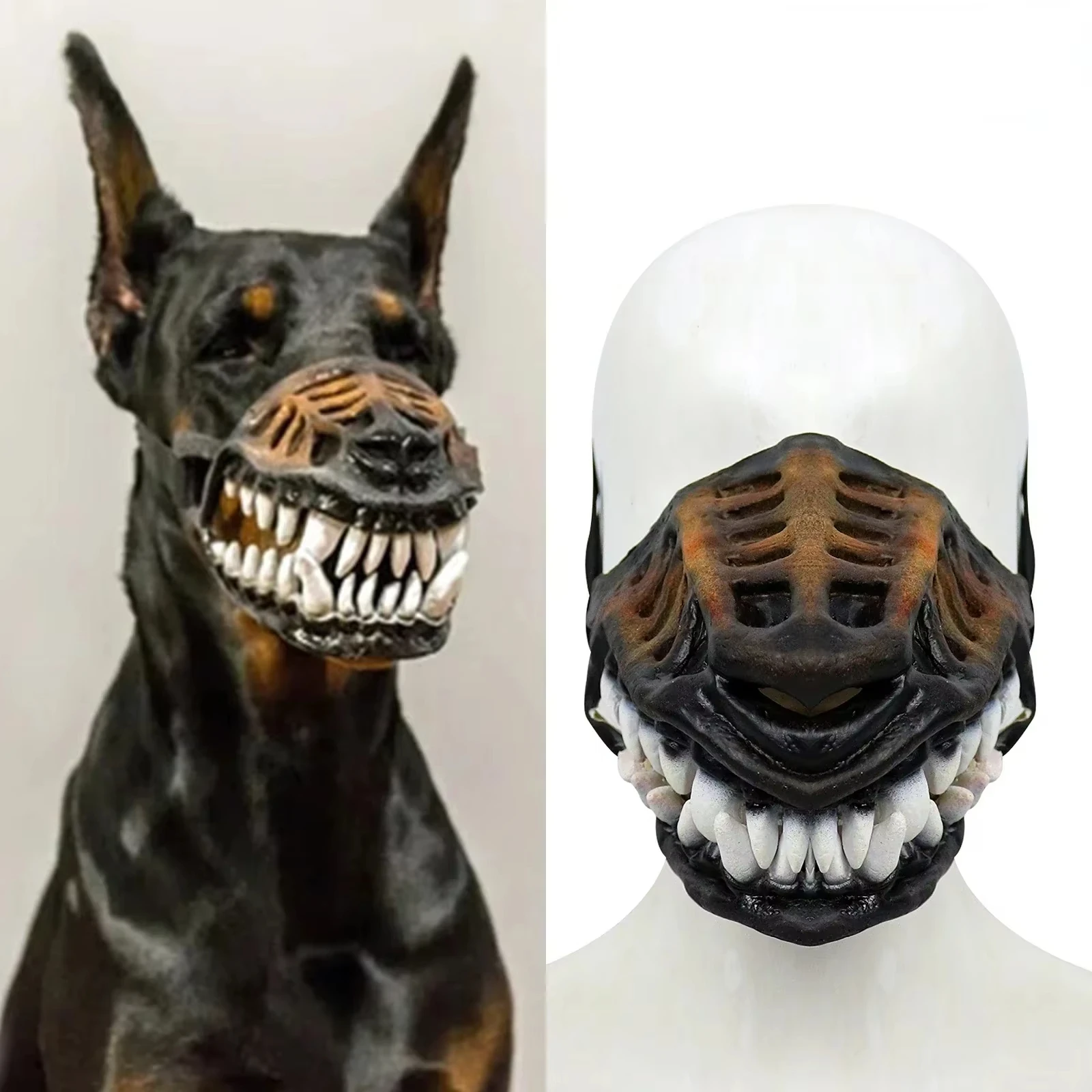 Dog Mouth Mask Padded Latex Rubber Dog Muzzle Halloween Movie & Tv Headdress Latex Props Animal 1005008819855255