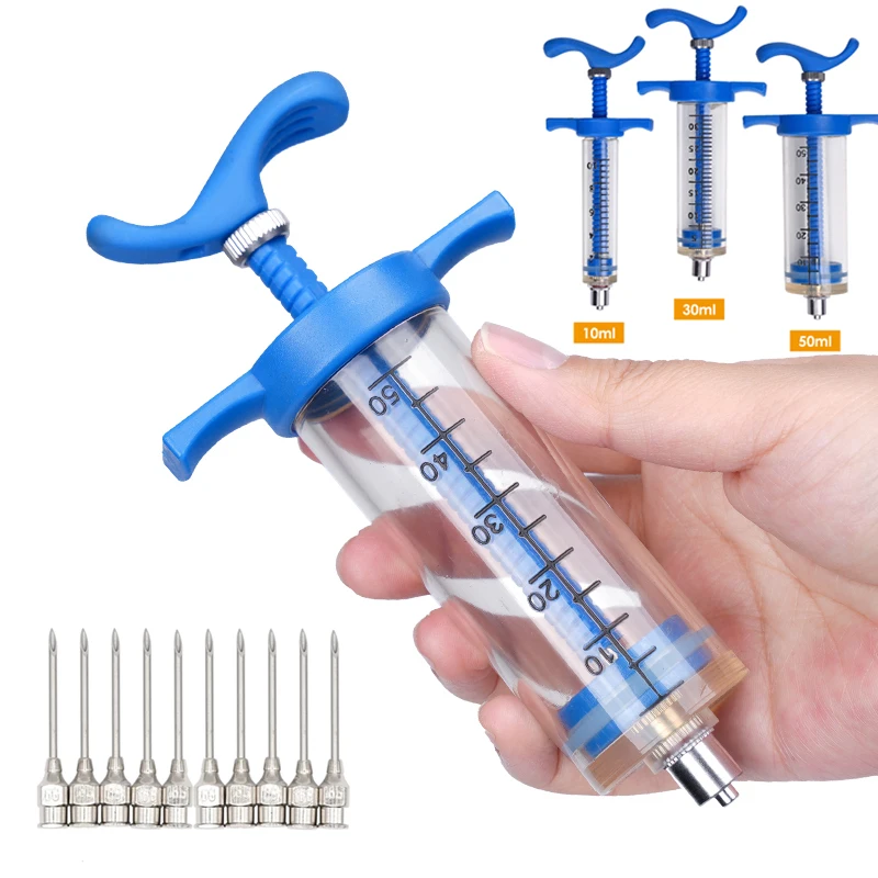 10/30/50ML Animal Syringe Plastic Veterinary Syringe with Needle Bird Feeding Rearing Poultry 1005008820269860