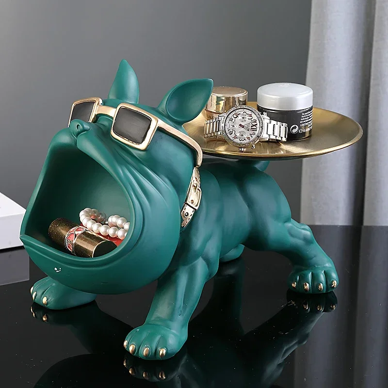 Resin Dog Statue Bulldog Statue Storage Tray Animal Decoration Resin Craft Art Sculpture Statue Dog 1005008823462183