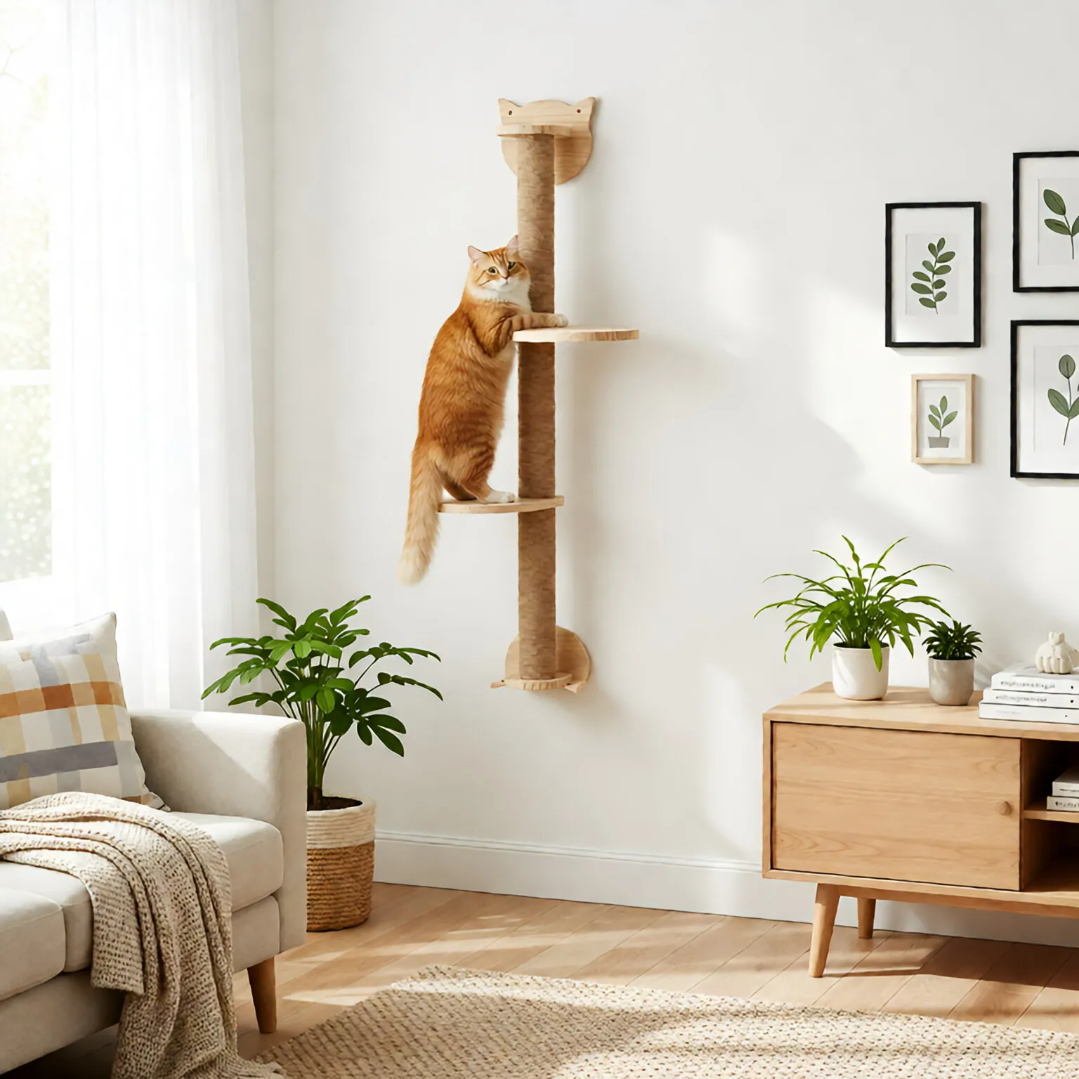 Cat Scratching Posts with 2 Perches Platforms Wall Mounted Climbing Shelves Sisal Scratcher 1005008823519850