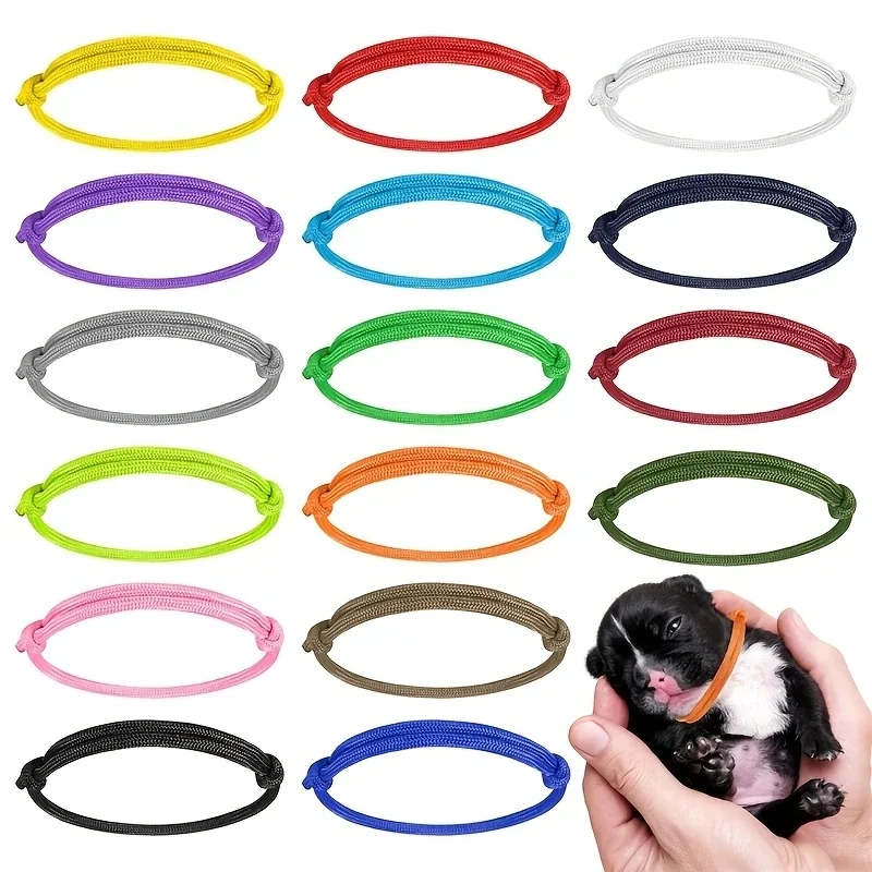 Adjustable Puppy ID Collars Set, 12/16pcs, Newborn Pet Identification Bands, Polyester Fiber 1005008824111930