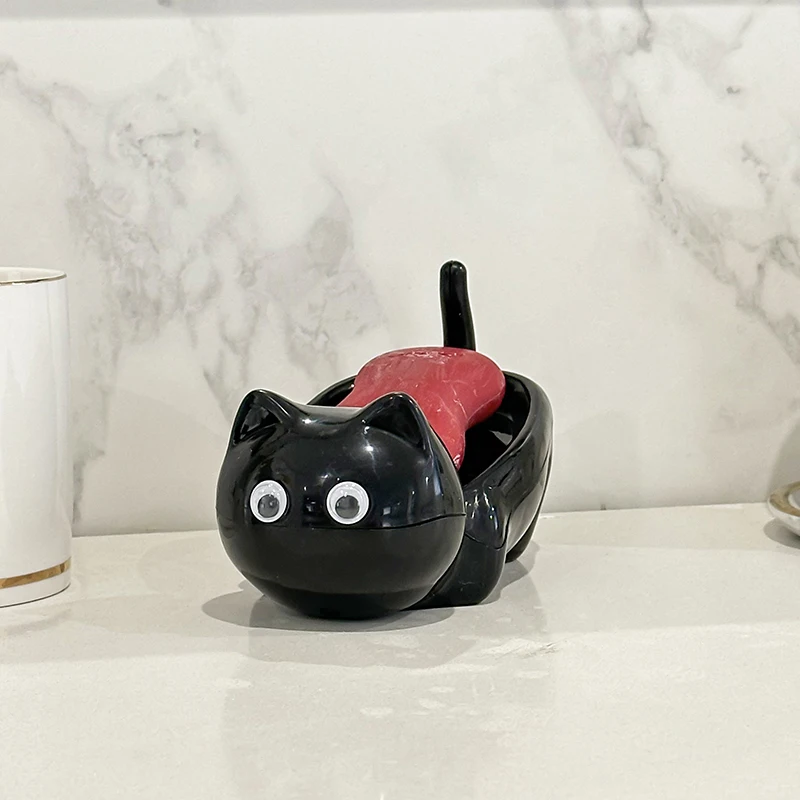 Kawaii Big Eyed Cat Soap Box Toilet Tray Cute Cat Bathroom Accessories Toilet Tools Home 1005008826389865