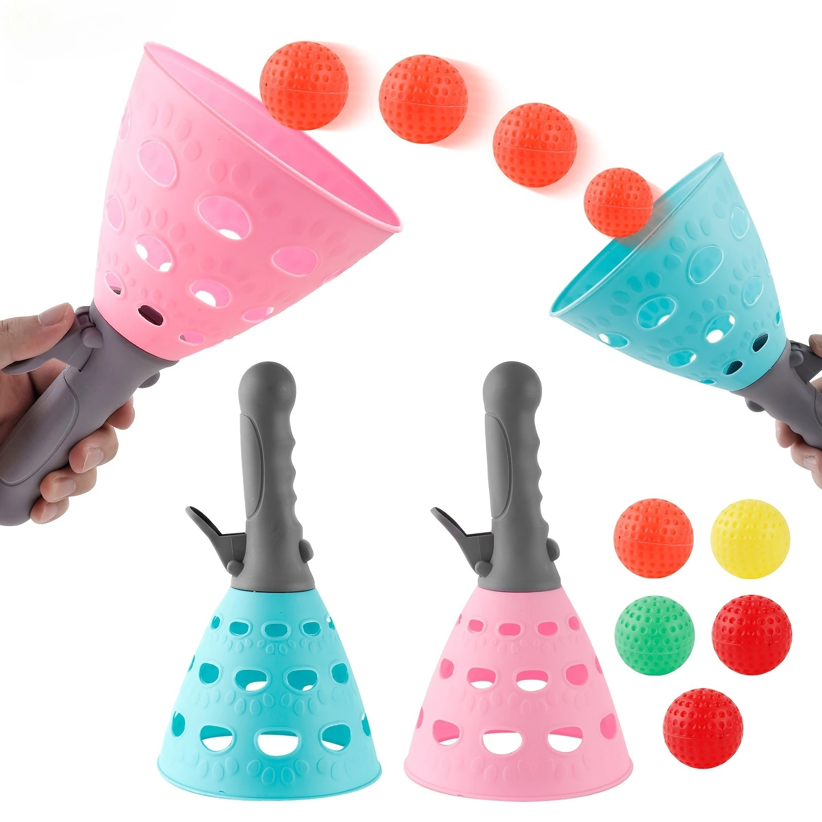 Catch & Launch Ball Game Set, Includes 2 Launchers & 10 Balls, Perfect for Indoor/Outdoor Fun 1005008827535287