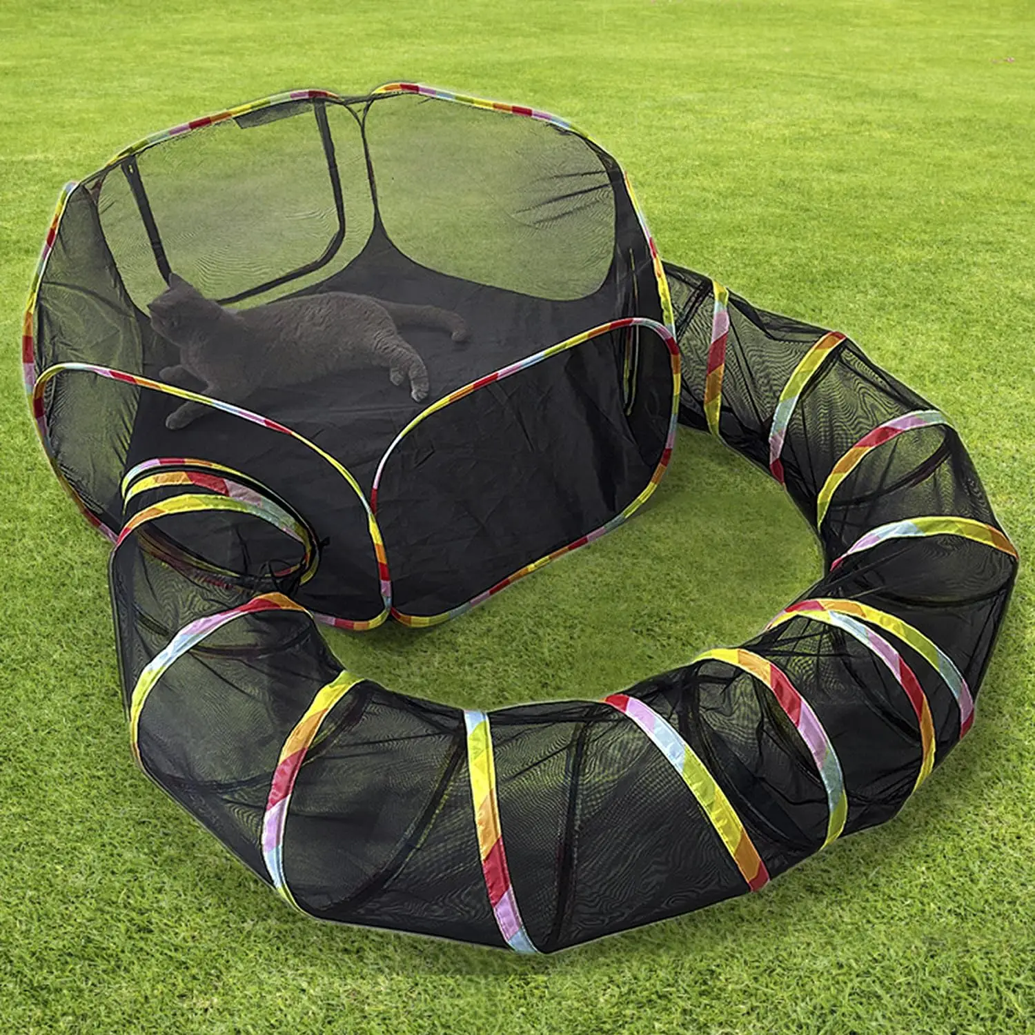 Outdoor Cat Enclosure Portable Cat Tents for Outside Cage Free Playpen Pet Tunnel Playground 1005008827761556