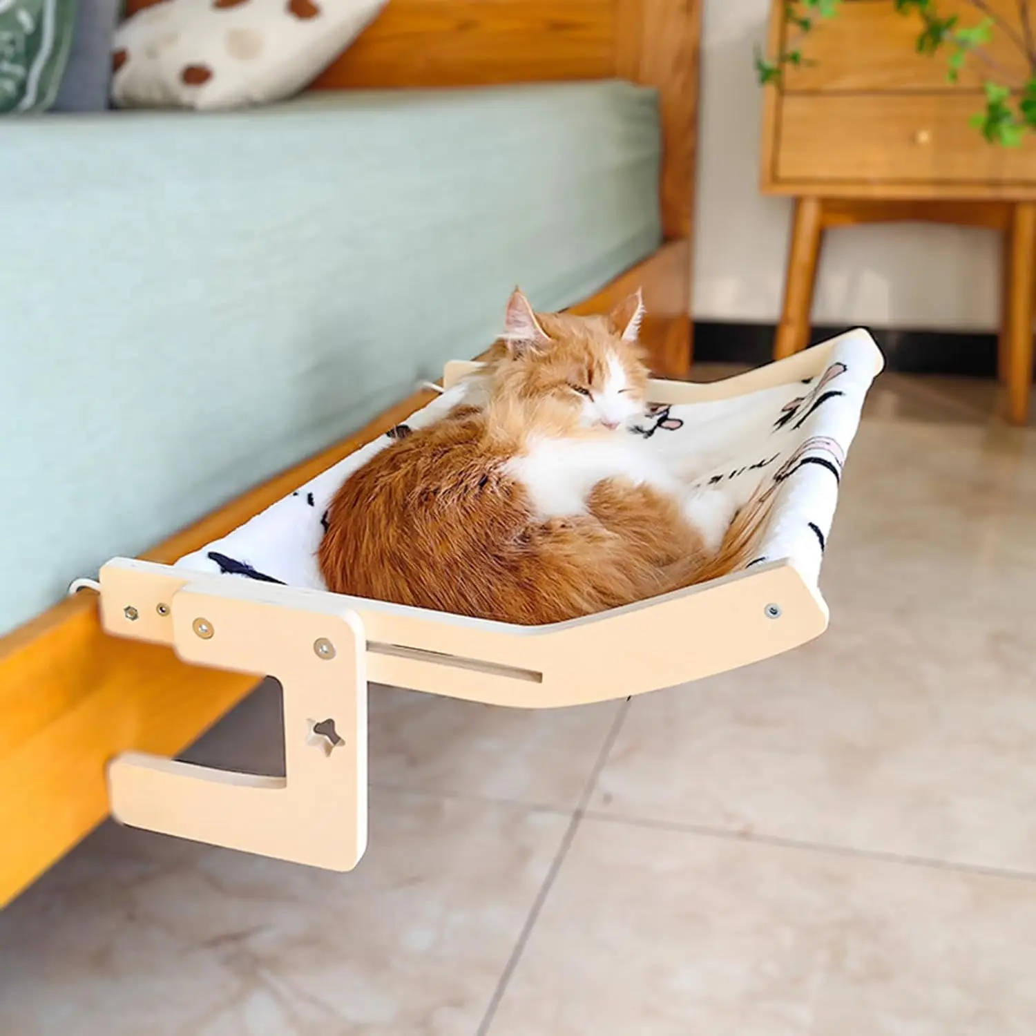 Cat Bedside Hammock & Window Perch, Cat Bed Attachment for Human Bed, Perfect for Indoor Cats Inside 1005008829745086