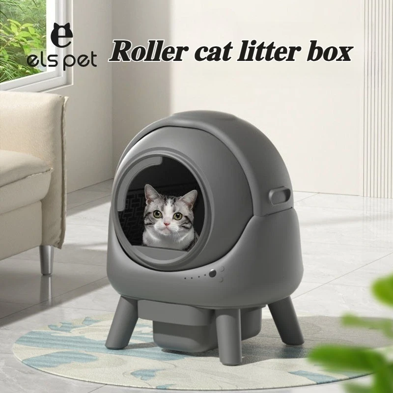 Self-Cleaning Cat Litter Box Large Spaces Roller Intelligent Automatic Cat Toilet Sandbox Household 1005008831481074