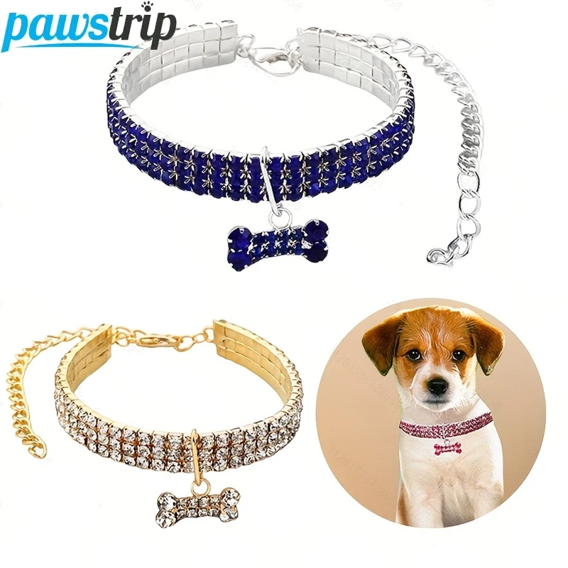 Luxury Cat Collar Bone Shape Pet Necklace for Cats Small Dogs Adjustable Cat Crystal Collar Puppy 1005008832407592