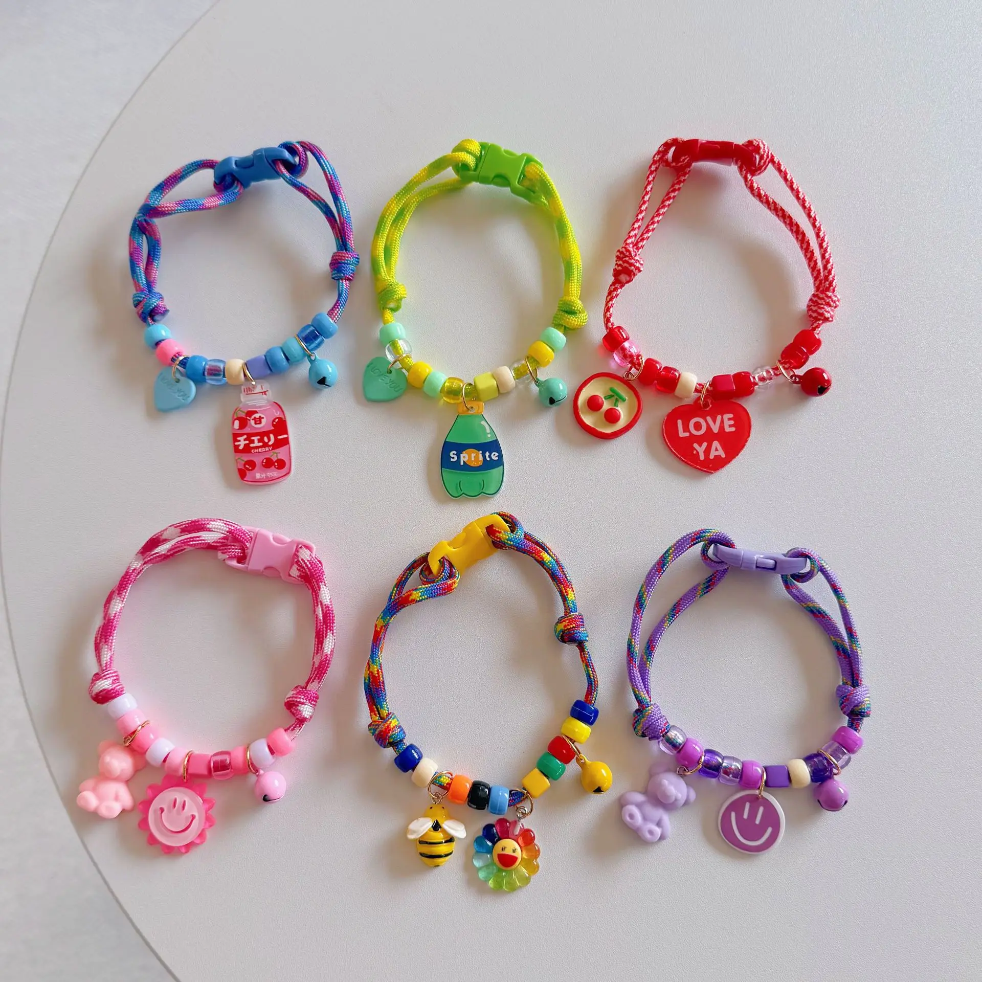 Pet Cat Dog Collar Color Contrasting Weaving Summer Freshness Adjustable Love Smiling Face Necklace 1005008833900809