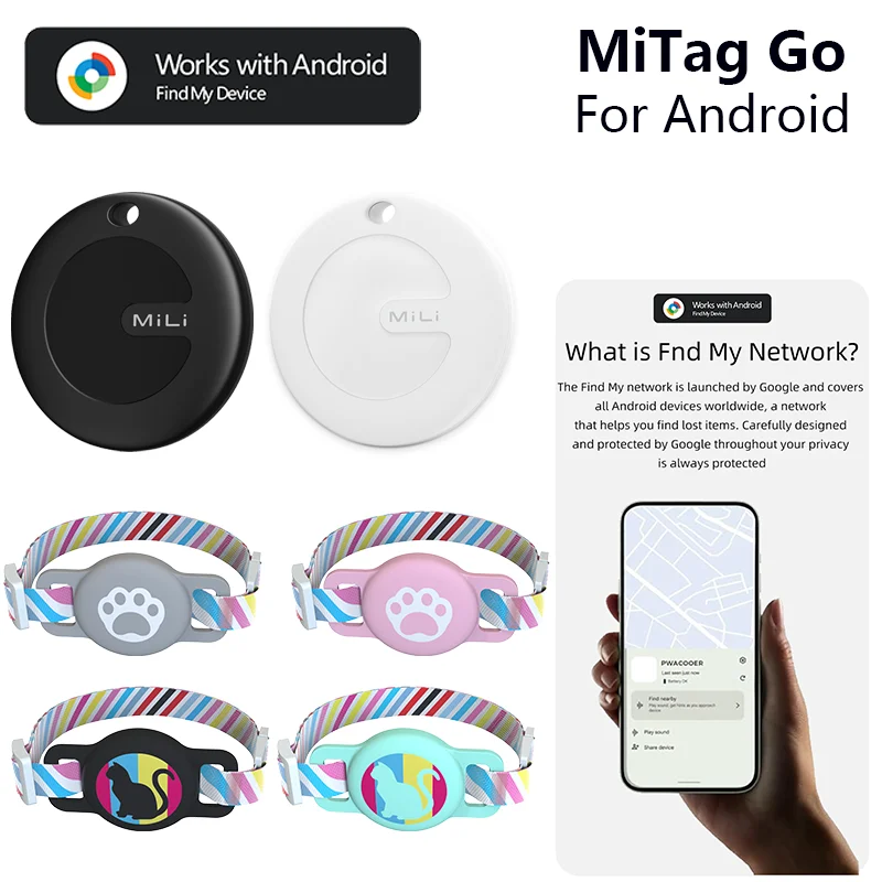 Mili Tag Smart Gps Tracker for Cats Dogs Pets Locator Waterproof Collar Work for Google 1005008837202612