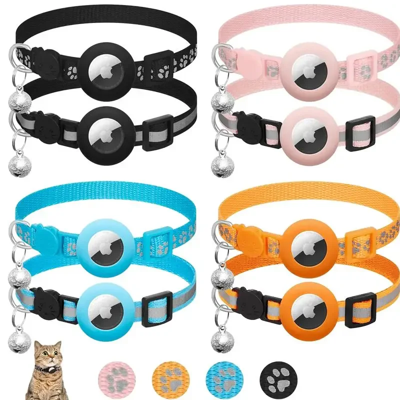 Cat Collar Compatible with Apple Airtag with Bell Adjustable Safety Buckle Reflective GPS Collar 1005008841493840