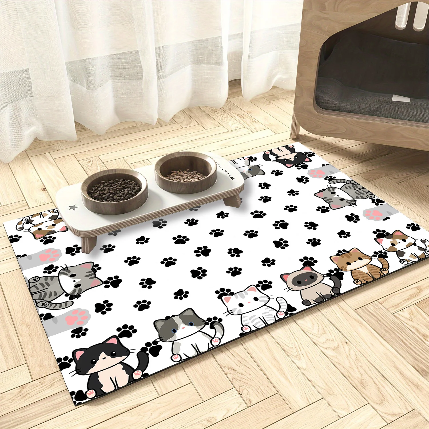 VIKAMA Cartoon Pet Diatomaceous Earth Mat Water-Absorbent Quick-Drying Non-Slip Mat Cat Litter Mat 1005008843417228