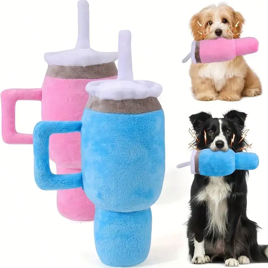 Cute Beverage Mug Shaped Dog Chew Toys in Pink Blue Durable Ideal for Puppy Teething (1pc) 1005008848483186