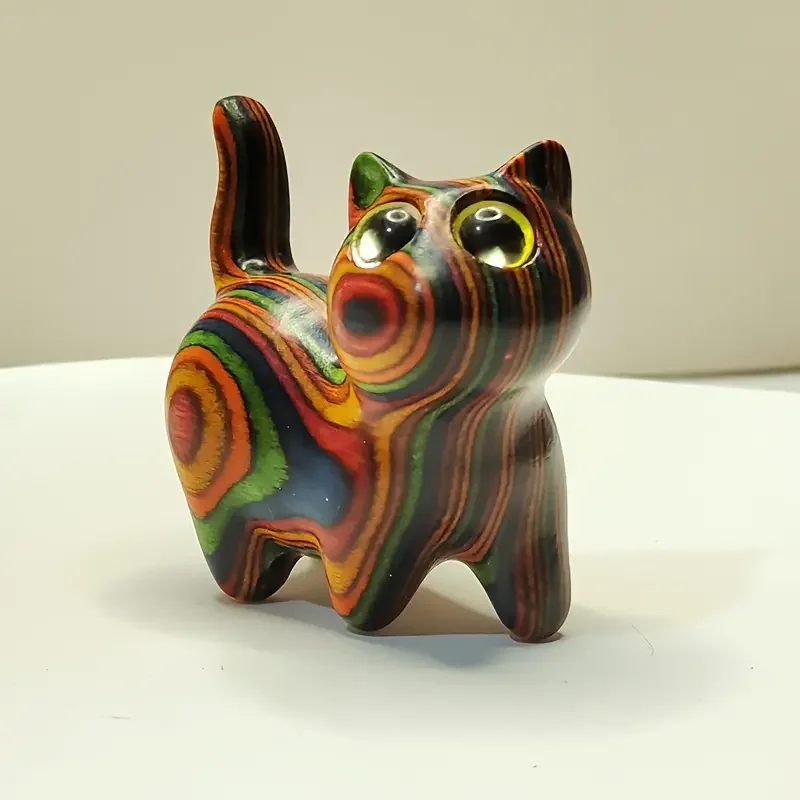 Painted Wooden Kitten Creative Wooden Sculpture Small Cat Home Festival Entrance Decoration Small 1005008851476581