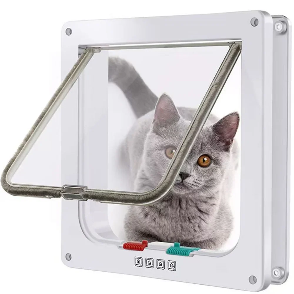Cat Flap Door for Interior Exterior Doors Windows Magnetic 4 Way Lock ABS Plastic Pet Gate Safety 1005008852012834