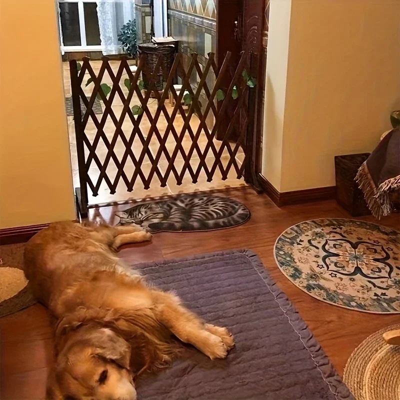 Retractable Wooden Pet Gate for Dogs Cats, Easy Install Indoor Safety Barrier for Home, Bedroom 1005008868050099