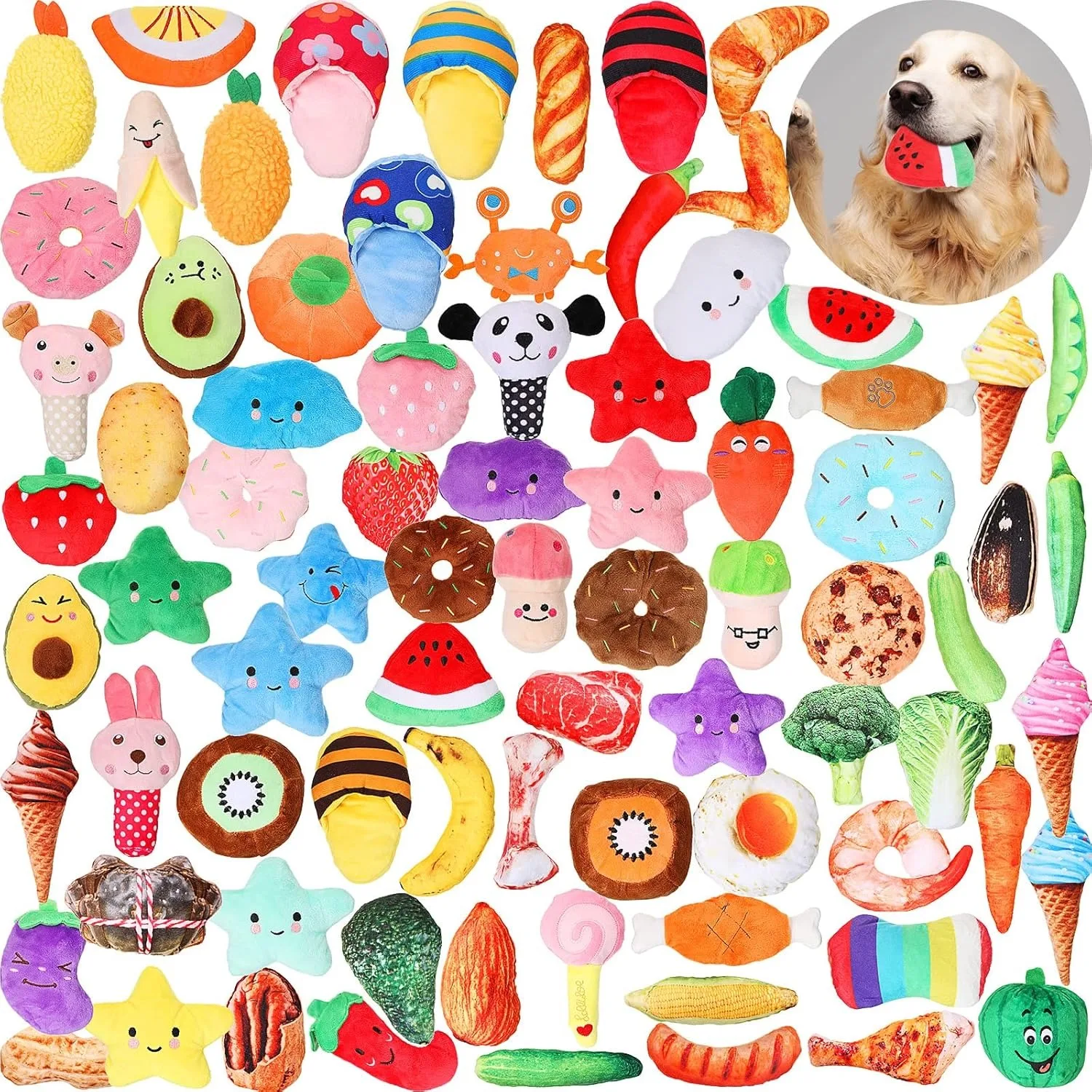 Squeaky Toys Bulk for Small Puppy Dog Stuffed Plush Chew Toys Small Medium Dogs PET Toys (100Pcs) 1005008871510927