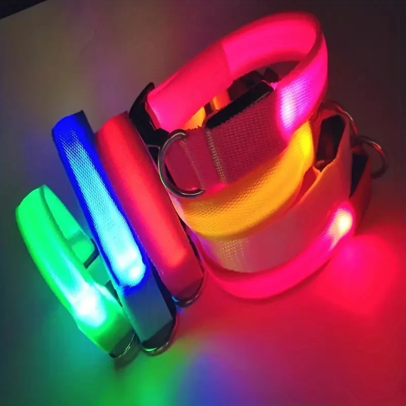 LED Light-Up Dog Collar, Polyamide Adjustable Pet Collar (1pc) 1005008876917295