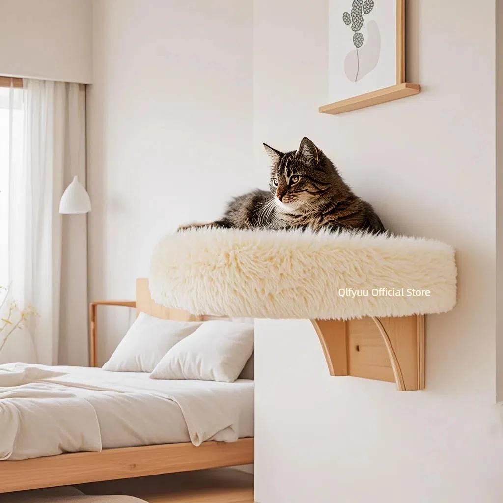 Wall Mounted Wooden Cat Space, Small Pet Bed Cat Furniture, Winter Cat Perch with Supports 1005008877102953